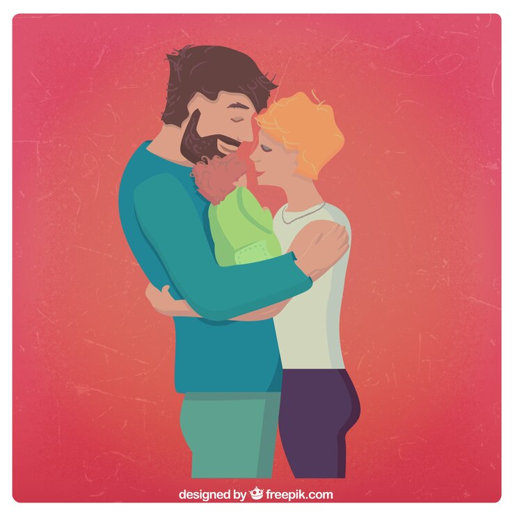 Vetor grátis os pais com um bebê