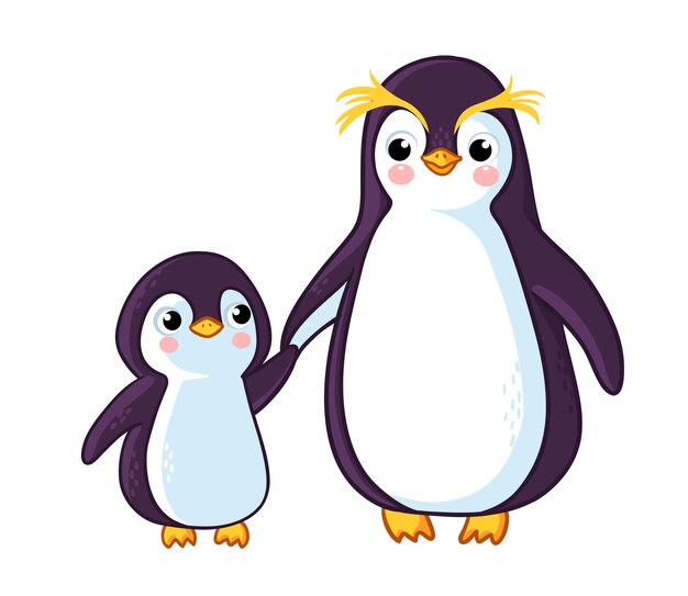 Os pinguins seguram a mão