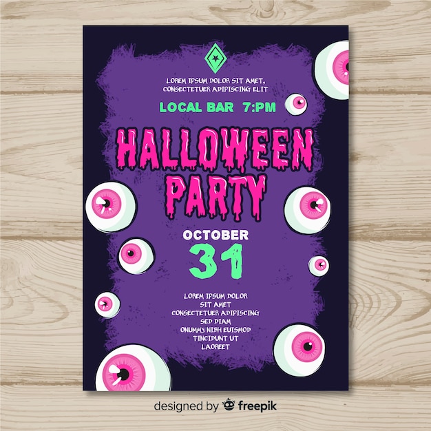 Ótimo modelo de cartaz de festa de halloween com design plano