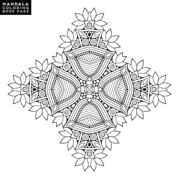 Outline mandala para colorir livro. ornamento redondo redondo. padrão de terapia anti-stress. weave elemento de design. logotipo yoga, fundo para poster de meditação. forma de flor incomum. vetor oriental.