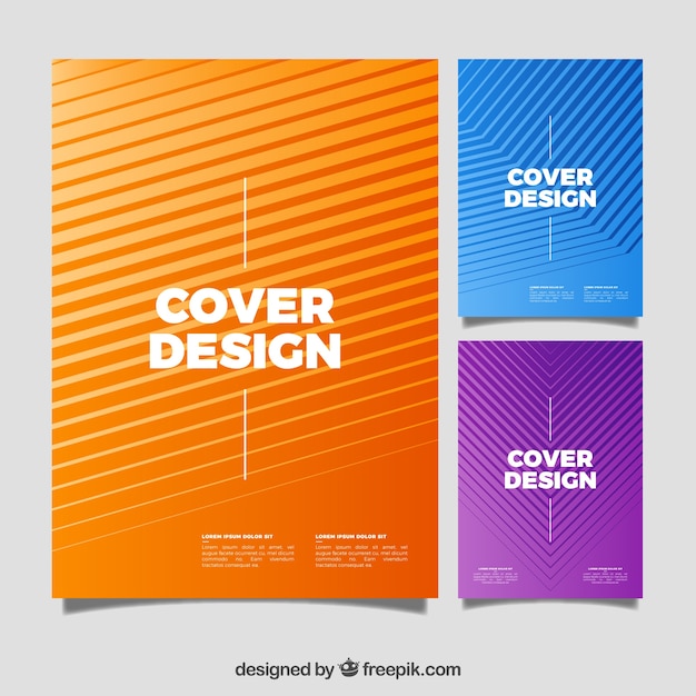 Vetor grátis pack de capas com linhas abstratas