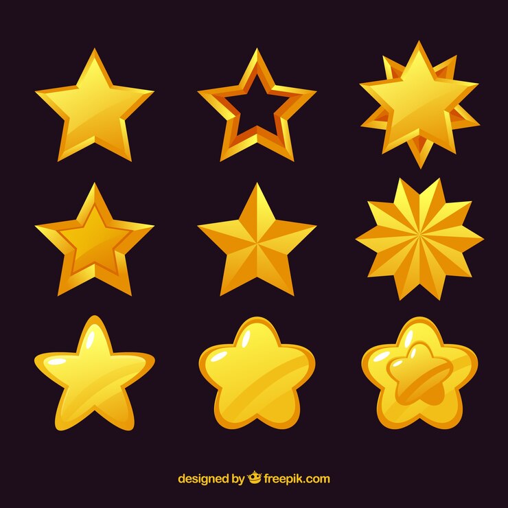 Vetor grátis pack de nove estrelas amarelas