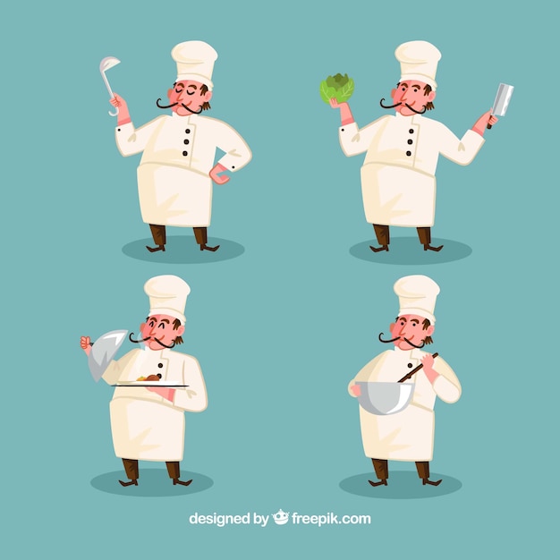Vetor grátis pack de personagens de chef