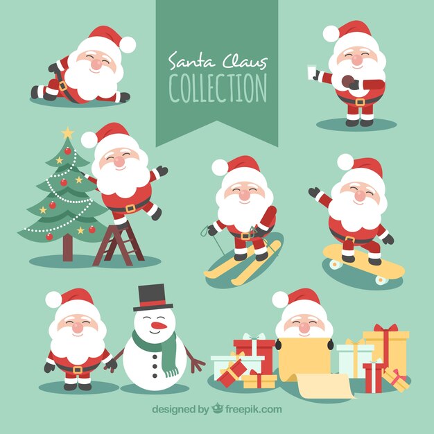 Pack de personagens de Papai Noel em diferentes poses