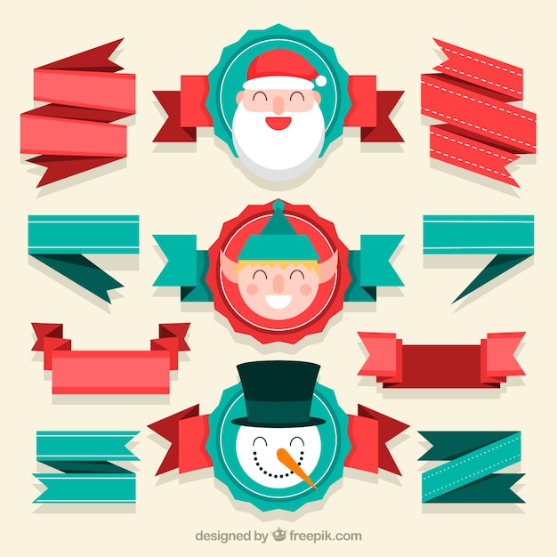 Pack vintage fitas de natal com personagens bonitos