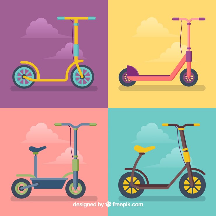 Vetor grátis pacote colorido de scooters urbanos divertidos