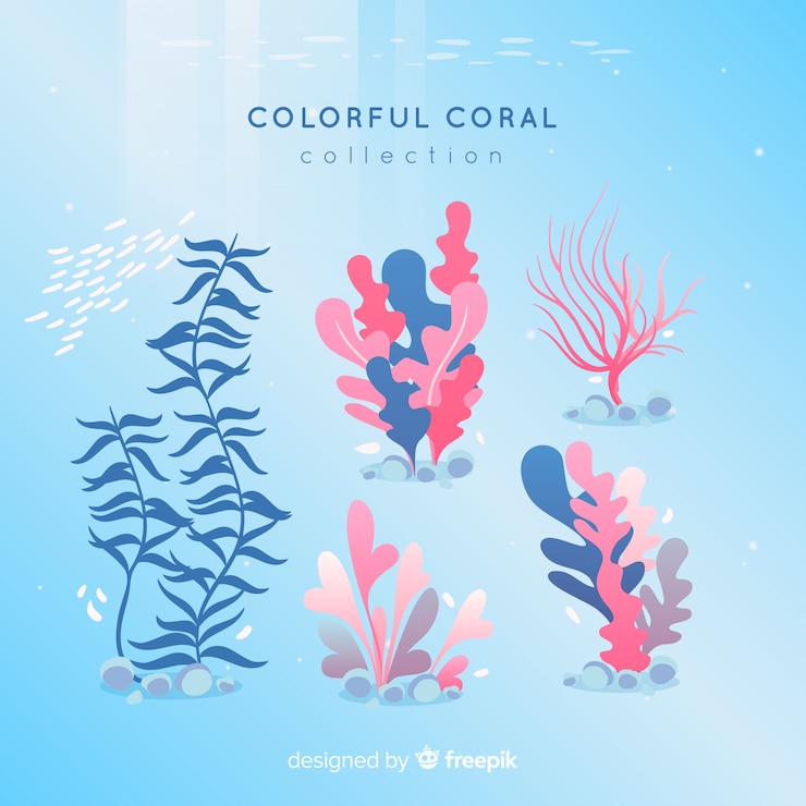 Vetor grátis pacote coral colorido de mão desenhada