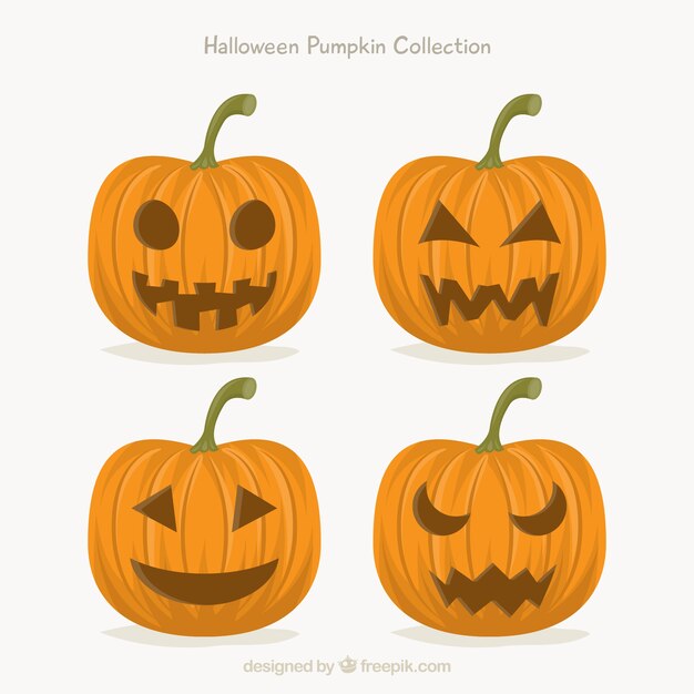 Pacote de abóboras desenhadas a mão no Halloween