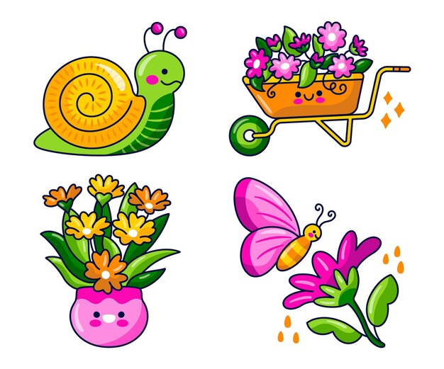Pacote de adesivos da primavera Kawaii