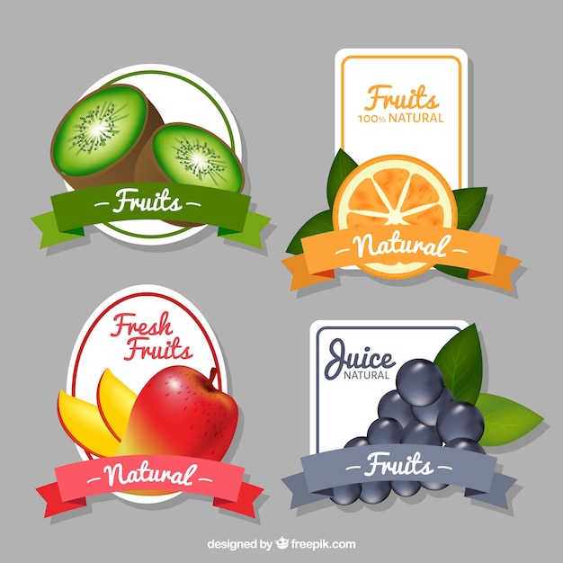 Pacote de adesivos de frutas em estilo realista