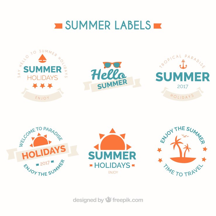 Vetor grátis pacote de adesivos de verão