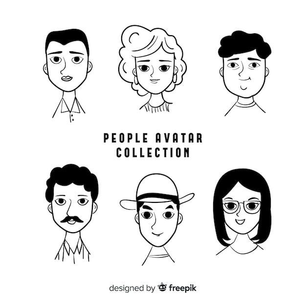 Pacote de avatar de pessoas desenhadas a mão