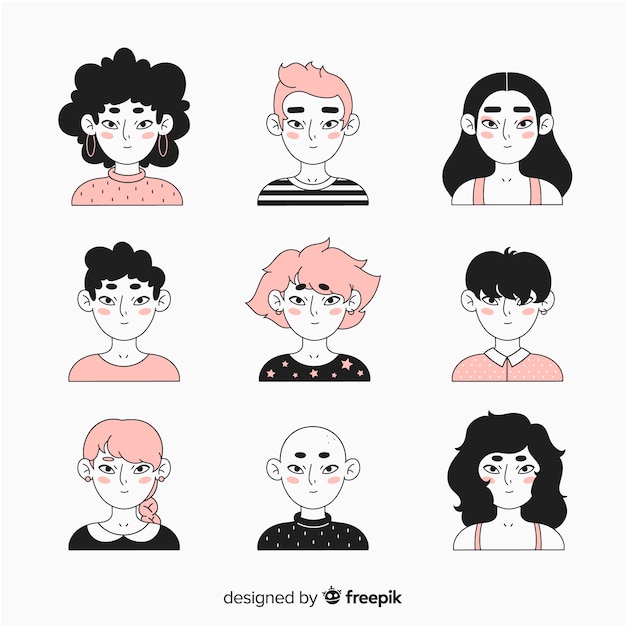 Pacote de avatar de pessoas dos desenhos animados