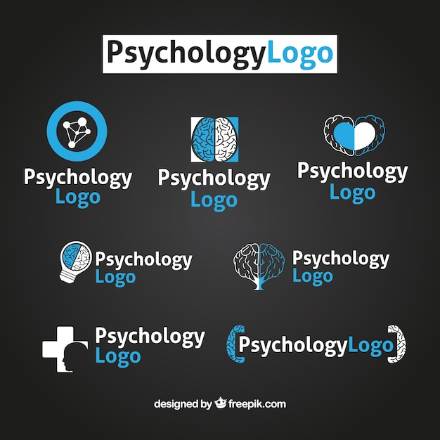 Vetor grátis pacote de azul e branco logos psicologia