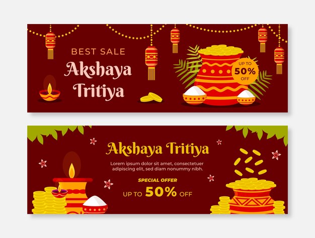 Pacote de banners horizontais de venda plana akshaya tritiya
