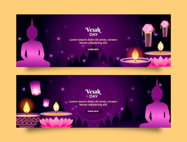 Pacote de banners horizontais vesak gradiente