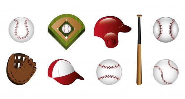 Pacote de beisebol e ícones