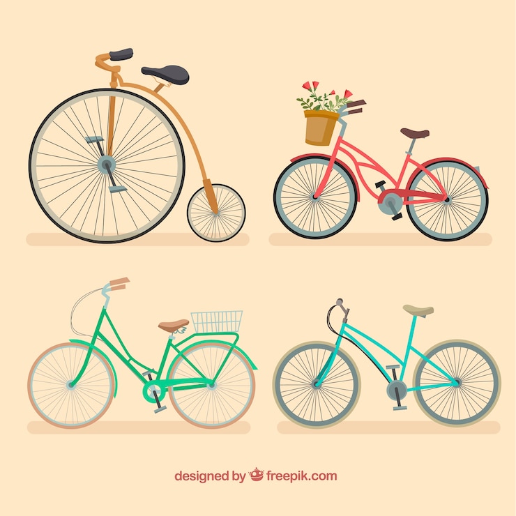 Vetor grátis pacote de bicicletas vintage elegante