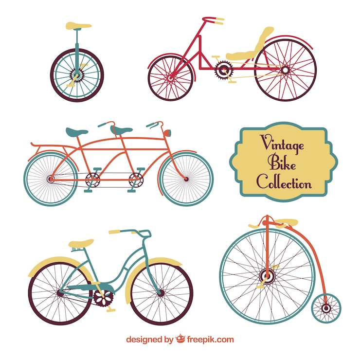Vetor grátis pacote de bicicletas vintage
