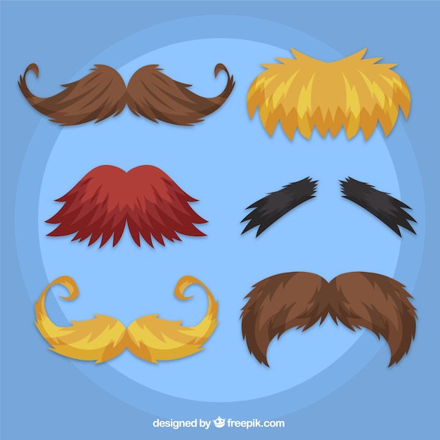 Vetor grátis pacote de bigodes com estilos diferentes para movember