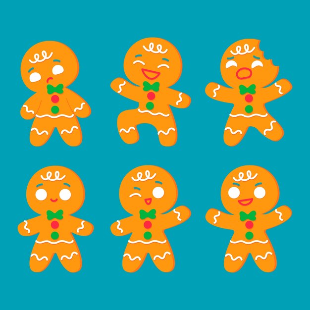 Pacote de biscoitos de homem de gengibre de design plano