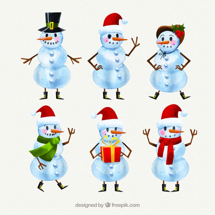 Vetor grátis pacote de bonecos de neve de natal