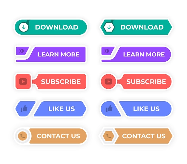 Vetor grátis pacote de botões de call to action simples