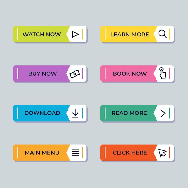 Vetor grátis pacote de botões de call to action simples