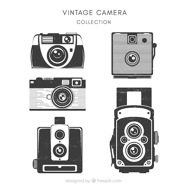 Vetor grátis pacote de câmeras vintage