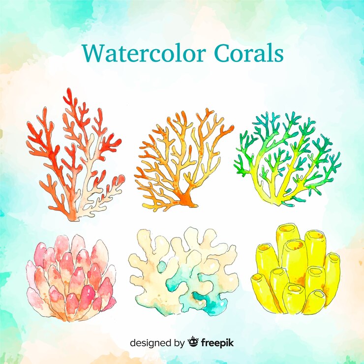 Vetor grátis pacote de coral aquarela