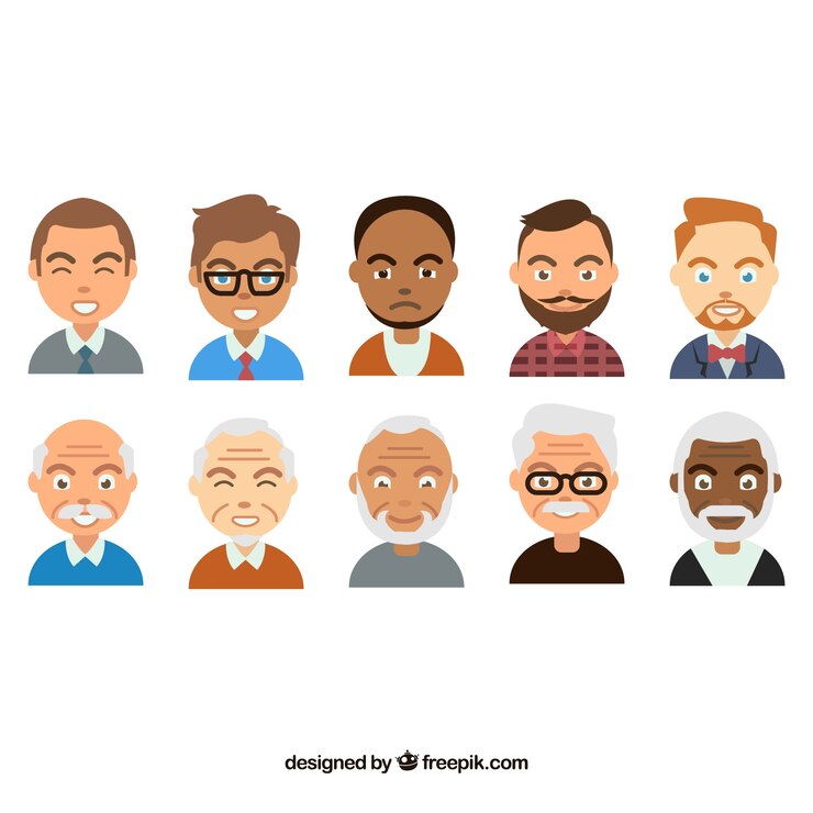 Vetor grátis pacote de desenhos animados de avatares masculinos