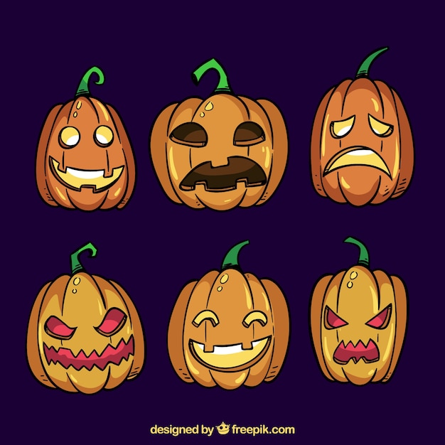 Pacote de desenhos de abóbora halloween