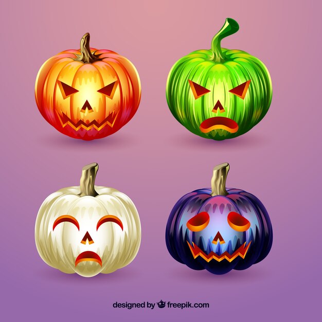 Pacote de diferentes abóboras de Halloween