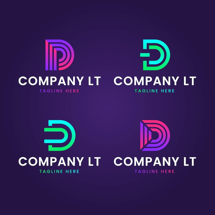 Vetor grátis pacote de diferentes logotipos gradientes d