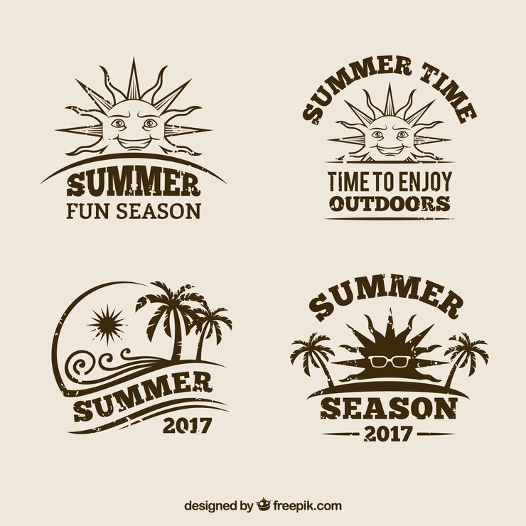 Vetor grátis pacote de distintivos de verão retro