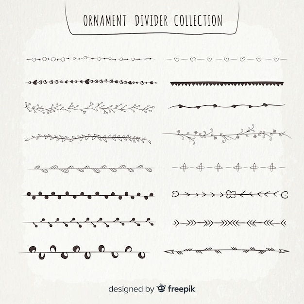 Vetor grátis pacote de divisor de mão desenhada ornamento