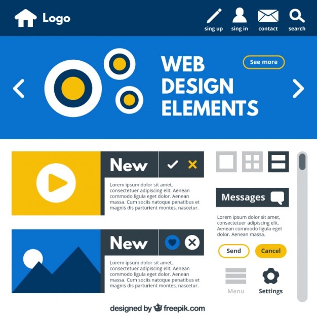 Vetor grátis pacote de elementos da web no design plano