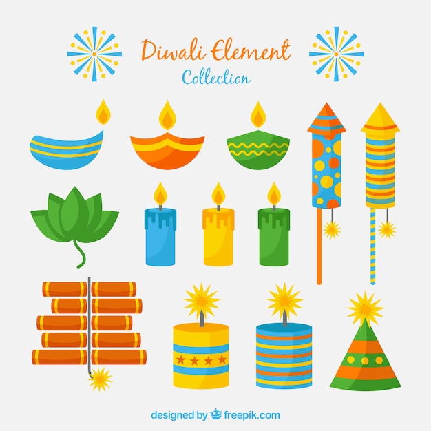 Pacote de elementos de celebração de diwali