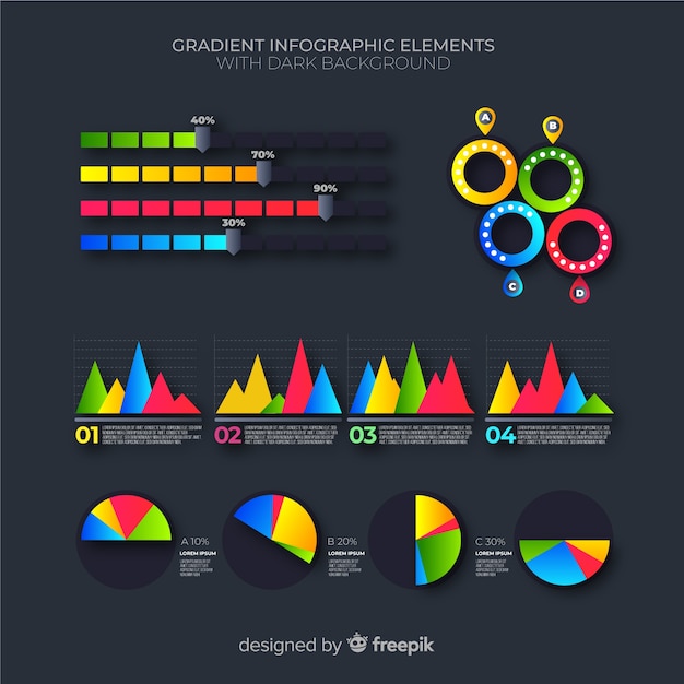 Vetor grátis pacote de elementos de infográficos de negócios gradiente