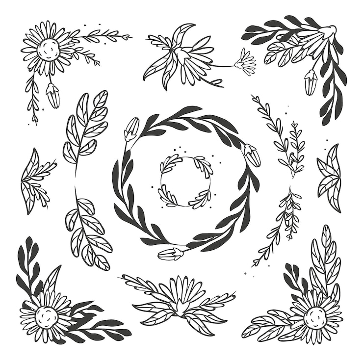 Vetor grátis pacote de elementos decorativos desenhados à mão