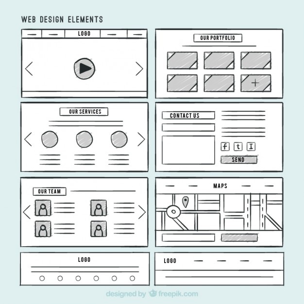 Vetor grátis pacote de elementos desenhados mão do web site