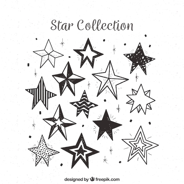 Pacote de estrelas decorativas desenhadas à mão