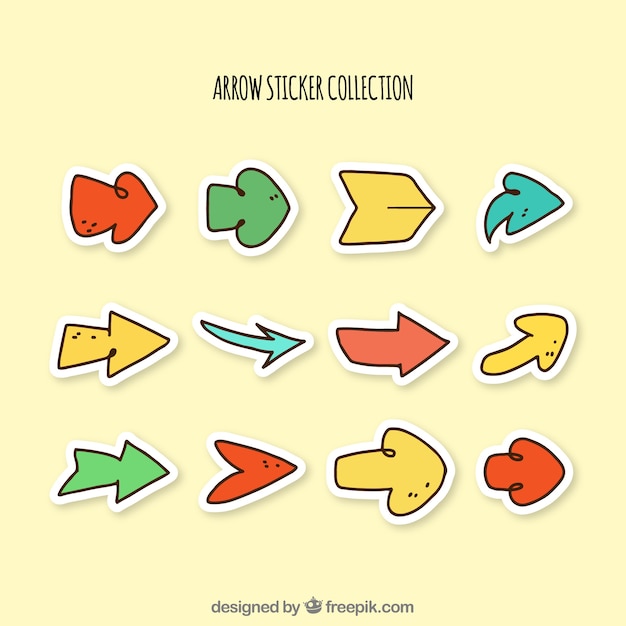 Vetor grátis pacote de etiquetas de flecha desenhadas a mão