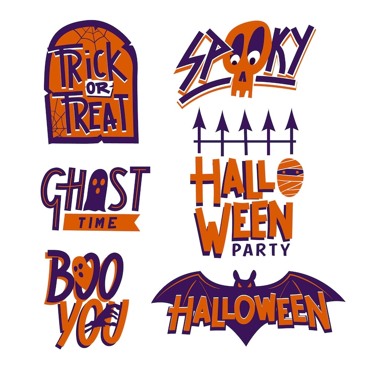Vetor grátis pacote de etiquetas de halloween