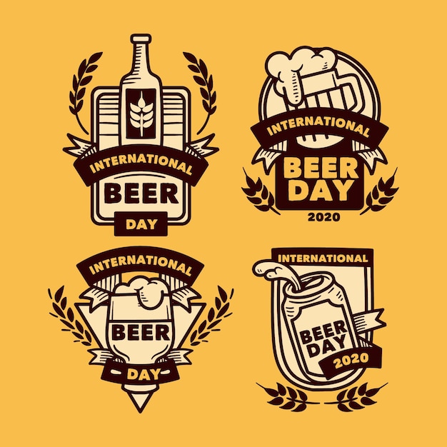 Vetor grátis pacote de etiquetas do dia internacional da cerveja