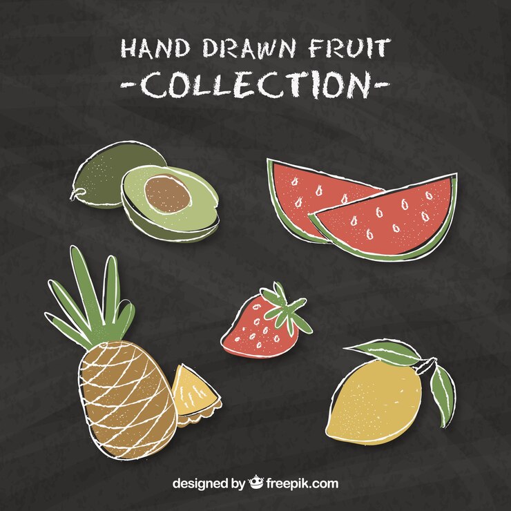 Vetor grátis pacote de fantásticas frutas desenhadas à mão