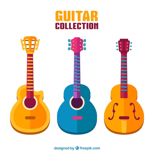 Pacote de guitarras acústicas coloridas