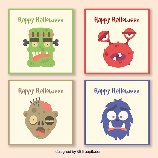 Pacote de halloween de cartas com monstros