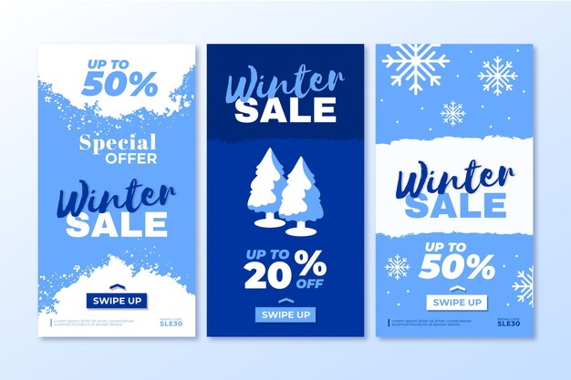 Pacote de histórias de mídia social em promoção de inverno