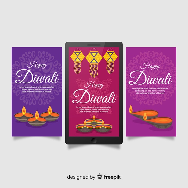 Pacote de histórias do instagram de diwali